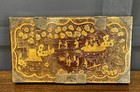 Rare Antique Painted Chinese Lacquer Red   Gold Writing Artist Box Qing Dynasty