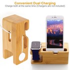 Bamboo Charging Dock Station Charger Holder For Iphone Android Phone Apple Watch