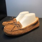 Ln W s Us9-10 Moc04 Slipper Brown Suede Faux Fur Slip On Moccasin Flats Shoes