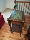 Vintage Wood Tea Cart With Marble Inlay  Local Pickup Only