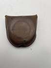 Vintage Brown Leather Military Snap Pouch W  Nested Metal Cup Set Militaria
