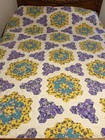 1930s Hand Stitched Feed Sack Grandmothers Garden Quilt - 84 X 74