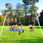 660lb Heavy Duty Metal Swing Set 3 Swings 7 5ft Backyard Kids Outdoor Swing Set