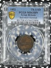 1852 G b  Norwich T  Parker Game Dealer Farthing Token Pcgs Ms63bn Lot g058