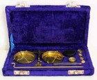 7 Inches Vintage Brass Pocket Jeweler   s   Balance Scale Complete Weight Scale
