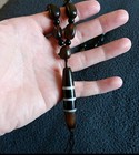 Tibetan Moss Agate  Pre 1800s 3 Line Dzi Bead Prayer Necklace