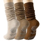  Grip Pilates Socks For Women  Slouch Scrunch Yoga One Size 3 Pairs Maillard