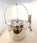 Vintage Cresent Silver Plate Swing Top Lined Ice Bucket Beautiful Patina Thermos