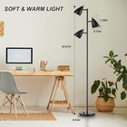 Tree Floor Lamp For Living Room  Industrial 3-light Standing Lamp Metal Black