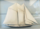 Antique Hand Made Maritime Ship sailboat Diorama With Glass Front