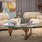 Mid-century Modern 0 75  Glass Coffee Table Noguchi Table Wood Base Living Room