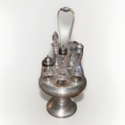 Vintage Etched Glass Condiment Set International Silver Co  5 Pc W  Ornate Caddy