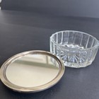 Vtg Godinger Glass Vanity Puff Box With Embossed Silver Plate Lid Mirror C 1988