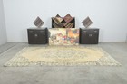 6x10 Turkish Antique Large Wool Rug Hand-knotted Neutral Vintage Oushak Rug 603