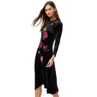 Johnny Was Rosilia Handkerchief Hem Velour Dress Long Floral Embroidery Black Nw