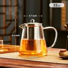 Glass Teapot Stovetop32oz  Borosilicate Clear Tea Kettle With Remov