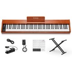 Donner Dep-1s Piano Keyboard 88 Keys Full Size Wood Grain   Stand Sustain Pedal