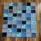 Baby Boy Nautical shark Rag Quilt blues flannel soft warm easy Care