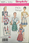Retro 1940s Apron Pattern Bib Ruffled Scalloped Half Simplicity 1221 Sizes S-lg
