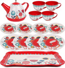 Tea Set For Little Girls  Pretend Play Tea Party Set  Floral Design Kids Tin    