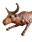 Vtg Leather Wrapped Bull Sculpture Statue Western Cowboy Wall Street  19 5   l