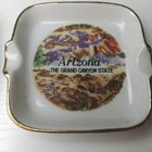 Vintage Arizona Souvenir Pair Dishes - Rug Weaver   Painted Desert Japan