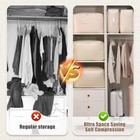 Ultra Space Saving Self Compression Organizer  Comforter Storage Bag Small Grey
