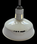 Pair 50s Abolite 14  Porcelain Industrial White Barn Light Vintage Gas Station