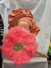 Elegant Peach African Bridal Feather Hand Fan