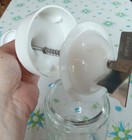 Vintage White Manual Hand Press Food Chopper Nut Chopper Clear Glass And White