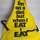 Vintage 70s Apron Diet Humor Funny Kitchen Retro Novelty Yellow   Black Kitschy