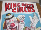 Vtg King Bros Circus Poster  clowns   Elmira June 12  21  X 36 