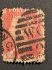 Vintage Used One Penny Red Victoria Great Britain Stamp - Plate  218  rare 