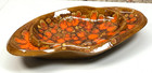 Large Vintage Ceramic Drip Glaze Mcm Ashtray Brown orange Retro 1970s Groovy 15 