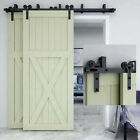 5-20ft Bypass Sliding Barn Door Hardware Kit For Double Door Sheep Horn Roller