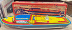 T Cohn Superior Toy Co Tin Wind Cabin Cruiser Boat In Original Box-works   Retro