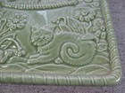 Sudi s Garden Mccollum Ceramic Embossed 12 x7  Wall Tile Plaque Cat Pear Tree