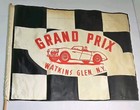 1950 s Watkins Glen Grand Prix Flag Wooden Dowel 11 1 2  X 9  Original Vintage 
