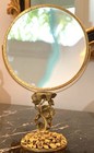 Vintage Matson Roses 24k Gold Plated Two Sided Standing Magnifying Vanity Mirror