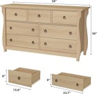 Natural 7 Drawer Dresser Storage Cabinet  54  Wooden Chest Of Drawers For Home