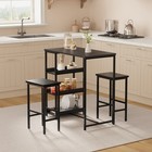 Modern 3-piece Dining Table Set With Storage Shelves Kitchen Table And 2 Stools