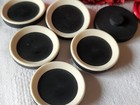 Lot Of 6 Large Vintage Black And White Matte Buttons 2 9 Cm Ref 3117