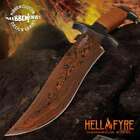 Gil Hibben Hellfyre Fixed Blade Knife Bowie Machete Hunting Damascus With Sheath