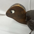 Vtg Mid Century Modern Turtle Foot Stool Ottoman Wooden Leather Furniture Wood