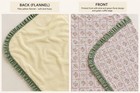 Vtg Baby Blanket Pink Floral Green Ruffle Pale Yellow Flannel 50    X 40    Nursery