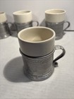 Set Of 4 Vintage Wilton Armetale Rwp Pewter Plough Tavern Mugs Ceramic Inserts