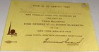 Rare Vintage American 1939 World s Fair King George   Queen Elizabeth Visit Card