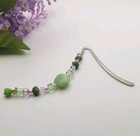 Bookmark Green Silver Beaded Christmas Gift Czech Glass 5  Handmade New Bible Us
