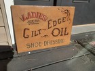Antique Gilt Edge Oil Shoe Dressing Wooden Advertising Sign Hand Painted
