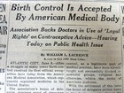 1937 Ny Times Newspaper American Medical Association Approves Birth Control Use